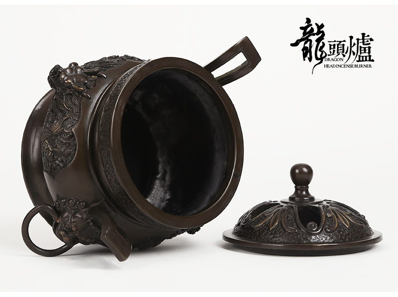 祥獅雕刻香爐，仿古神龍銅香爐