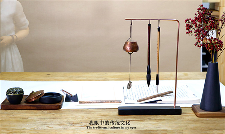 創(chuàng)意簡約毛筆筆掛筆架，中式書房文房精品