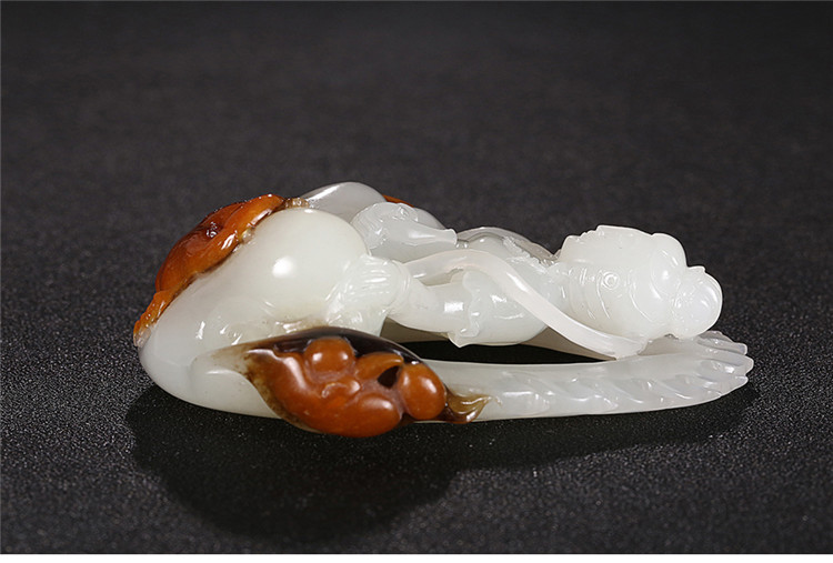 鳳拜觀音手玩件白玉把件，和田玉白玉籽料觀音