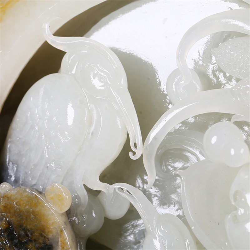 平步青云天然白玉鷺鷥擺飾，和田玉籽料真皮原