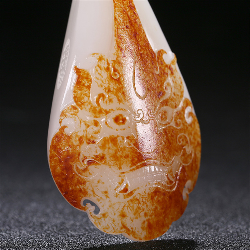 財(cái)福雙至和田玉貔貅掛墜，白玉籽料吊墜
