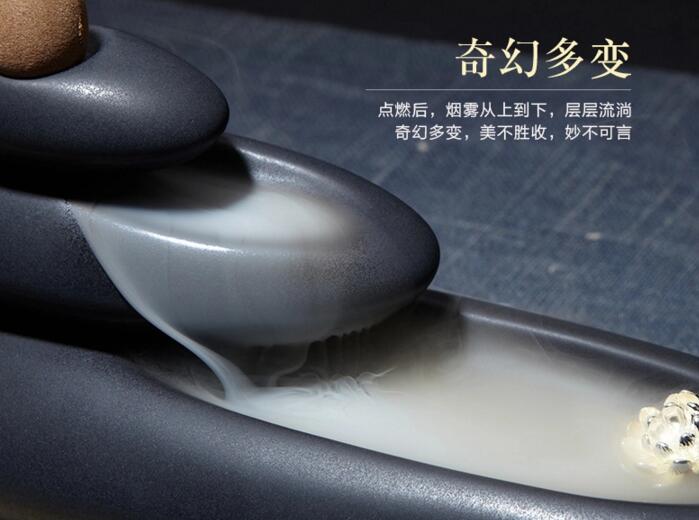 西藏瑪尼堆倒流香爐，創(chuàng)意陶瓷塔香倒流香香爐