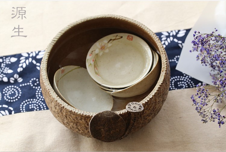 日式陶瓷水盂，可用作茶洗筆洗