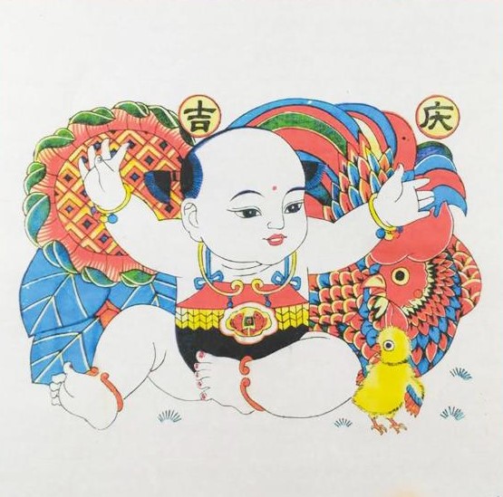 十款民間工藝年畫，古風手繪童趣中國年畫