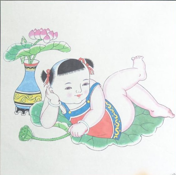 十款民間工藝年畫，古風手繪童趣中國年畫
