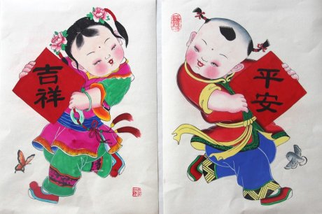 10款唯美生動(dòng)年畫娃娃，古風(fēng)手繪中國(guó)年畫