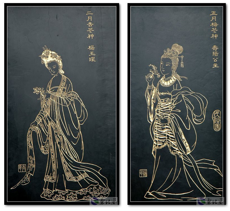 中國民間傳說十二花神版畫欣賞