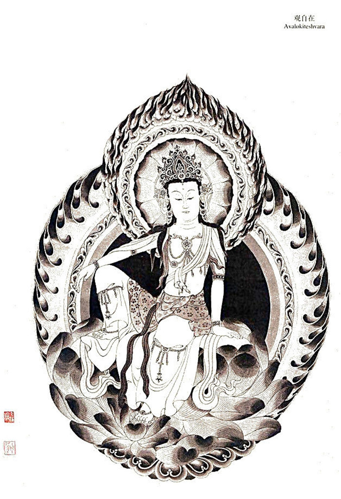 中國(guó)傳統(tǒng)菩薩大菩薩國(guó)畫白描欣賞