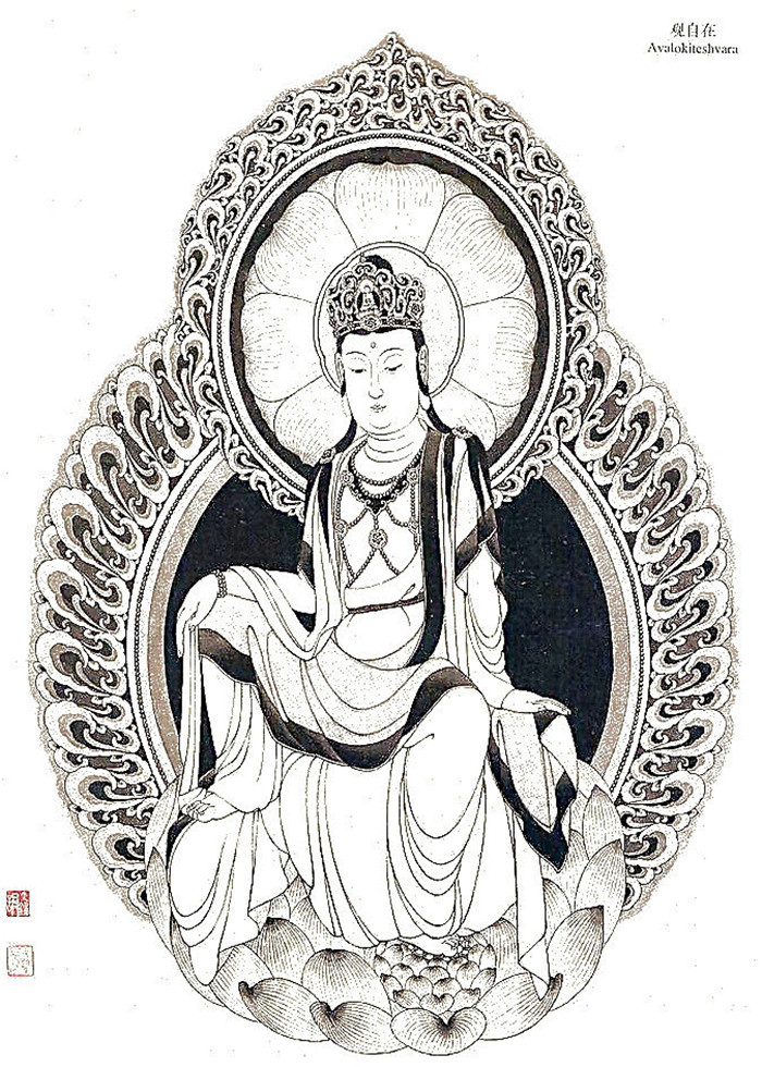 中國(guó)傳統(tǒng)菩薩大菩薩國(guó)畫白描欣賞