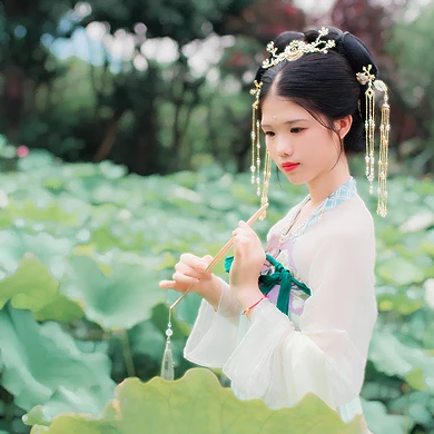 荷香滿溢女生頭像，持扇古風(fēng)頭像