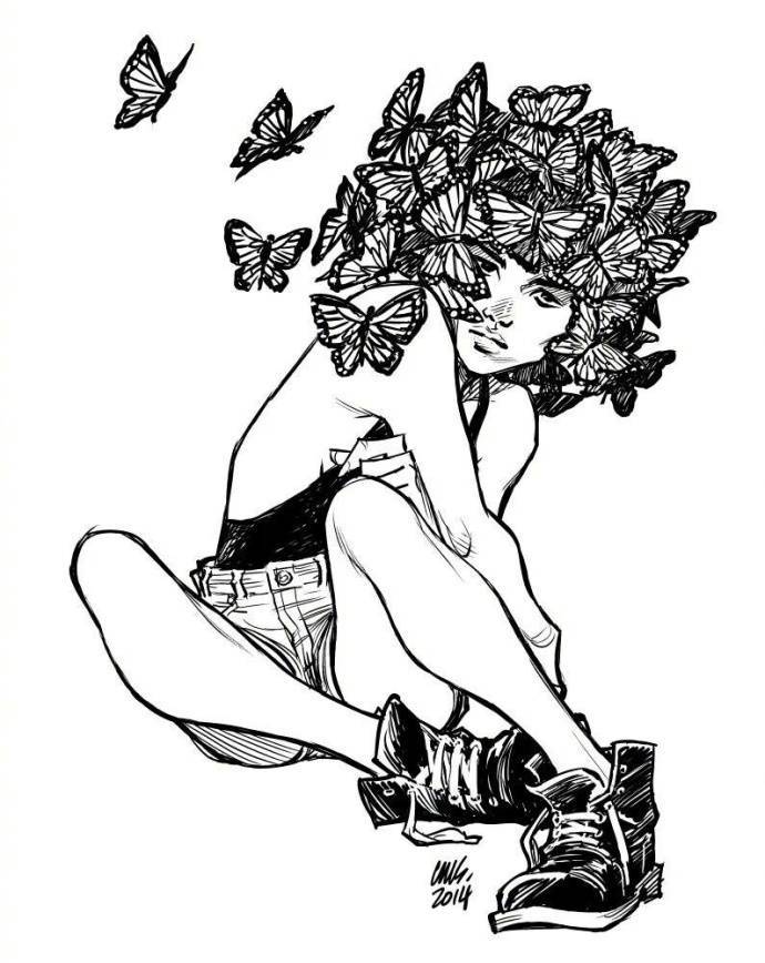 9款性感的黑白女郎插畫，嫵媚的美!