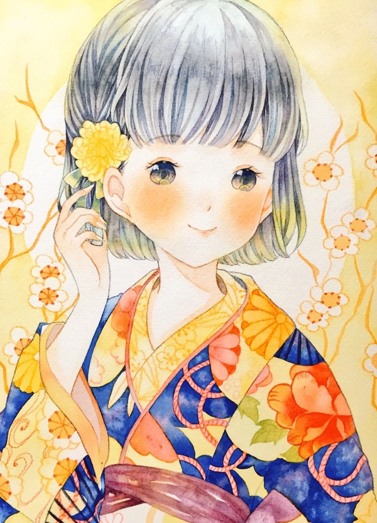 一組少女風(fēng)的日系水彩插畫：清新唯美萌妹紙