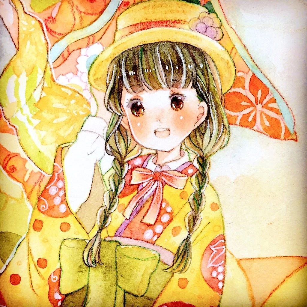 一組少女風(fēng)的日系水彩插畫：清新唯美萌妹紙