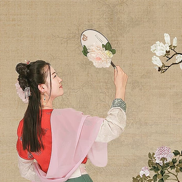 古典牡丹帶傘團(tuán)扇女生頭像，唯美古風(fēng)真人頭像