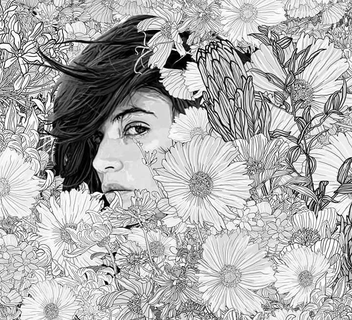 美人與花插畫(huà)：用線條淋漓盡致展現(xiàn)女性魅力！