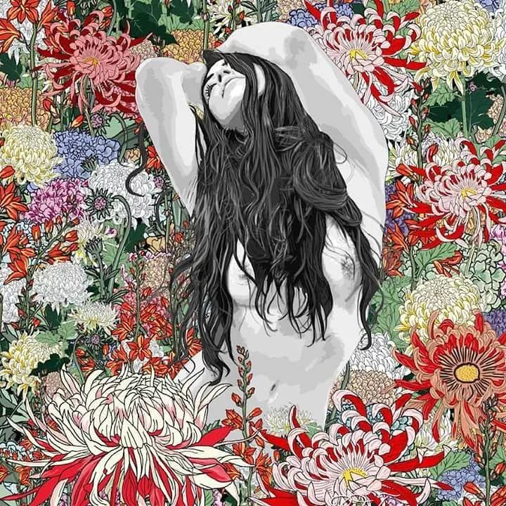 美人與花插畫：用線條淋漓盡致展現女性魅力！