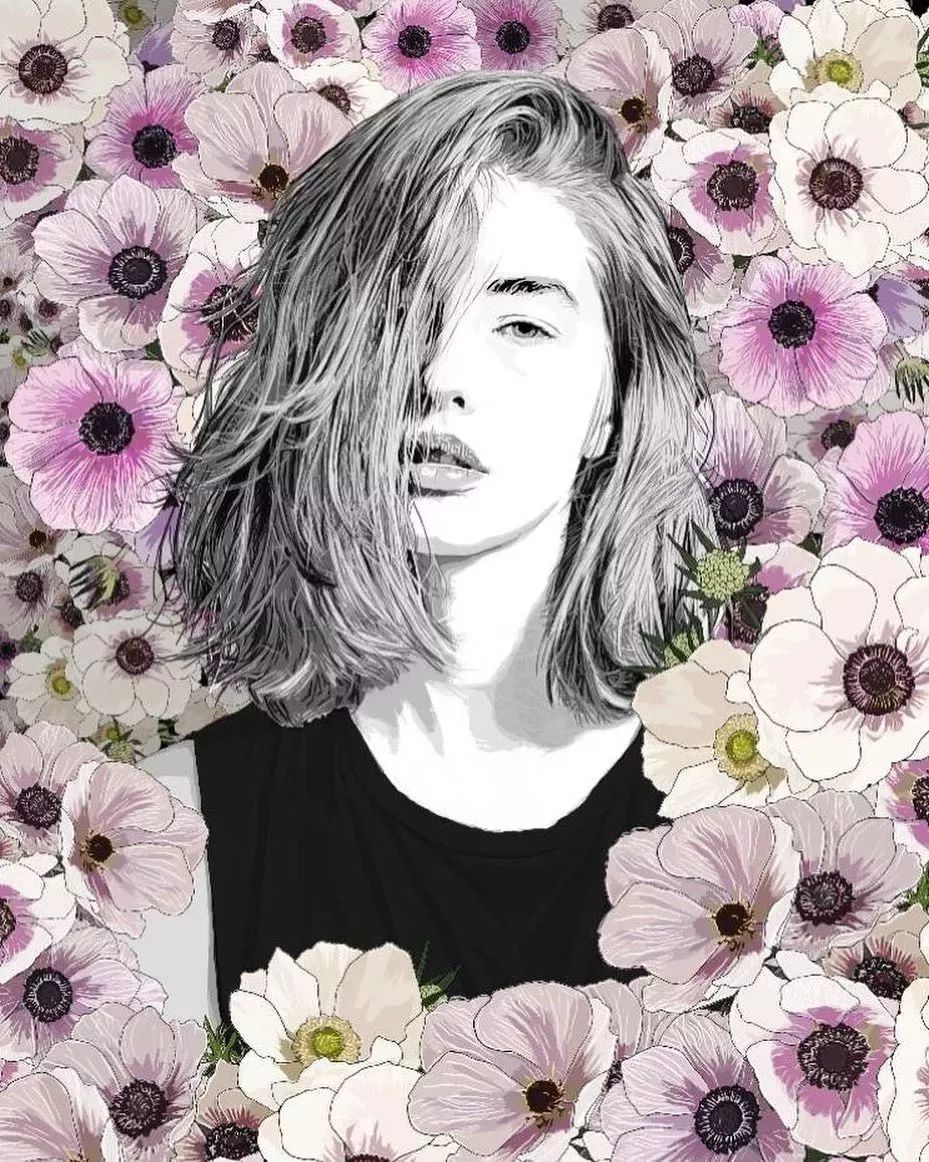 美人與花插畫：用線條淋漓盡致展現(xiàn)女性魅力！