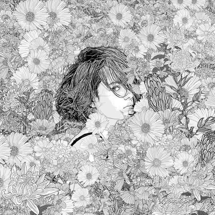 美人與花插畫(huà)：用線條淋漓盡致展現(xiàn)女性魅力！