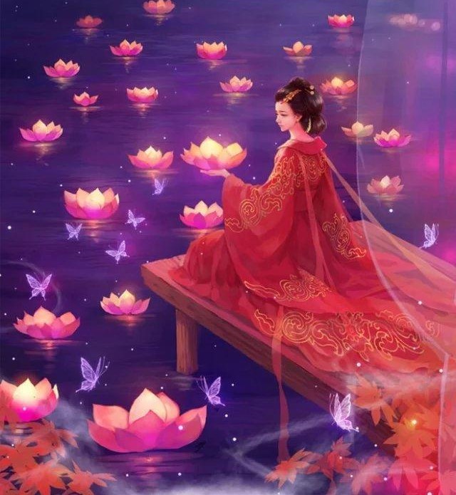 唯美古風(fēng)圖片：一身紅衣，披裝待嫁