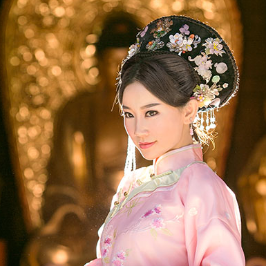 清新桃林妃子帶團(tuán)扇女生頭像，唯美古風(fēng)真人頭