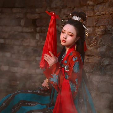 嬌艷紅傘女生頭像，唯美古風真人頭像