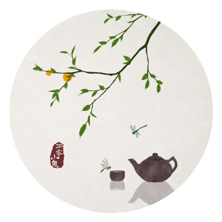 新春寓景插畫，中國風手繪插畫