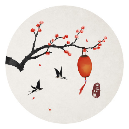 新春寓景插畫，中國風手繪插畫