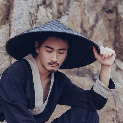 霸氣帶斗笠男生頭像，唯美古風(fēng)真人頭像