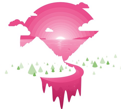 簡(jiǎn)約唯美漸變插畫繪制，風(fēng)景美如畫!