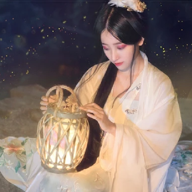 流螢白衣提燈少女頭像，唯美古風(fēng)真人頭像
