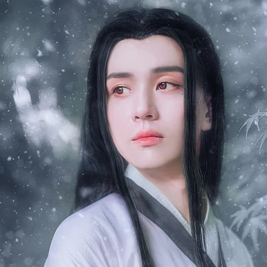 雪景翩翩公子帶折扇頭像，唯美古風(fēng)真人頭像