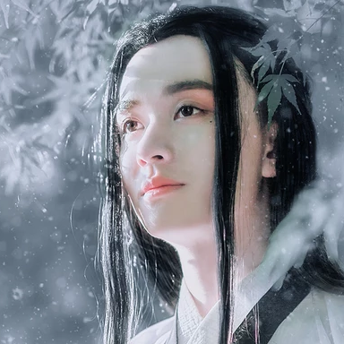雪景翩翩公子帶折扇頭像，唯美古風(fēng)真人頭像