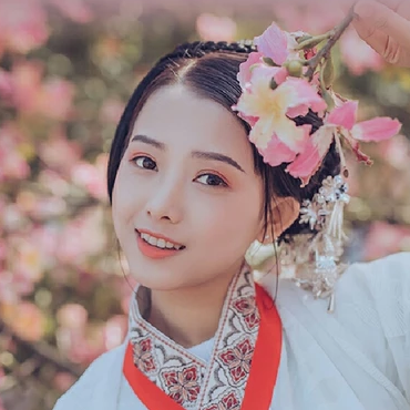 粉色木棉花少女頭像，唯美古風(fēng)真人頭像