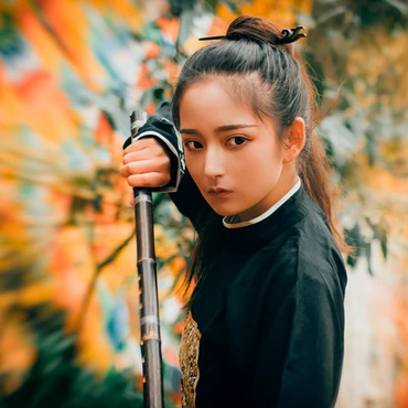 霸氣帶兵器俠客女生頭像，唯美古風真人頭像