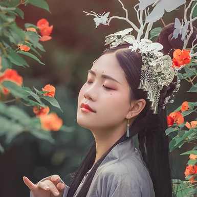 淡雅清新木槿花女生頭像，唯美古風(fēng)真人頭像