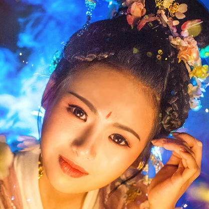 五彩星空提燈少女頭像，唯美古風(fēng)真人頭像