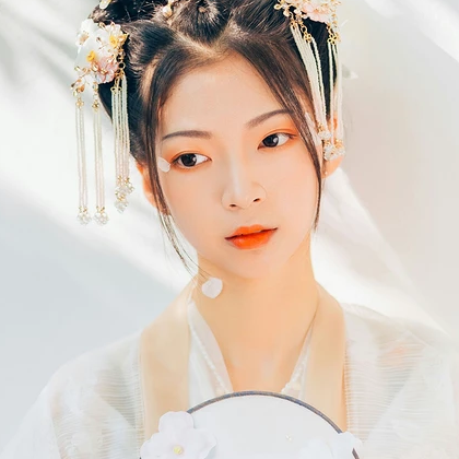 花神淚帶團(tuán)扇女生頭像，唯美古風(fēng)真人頭像