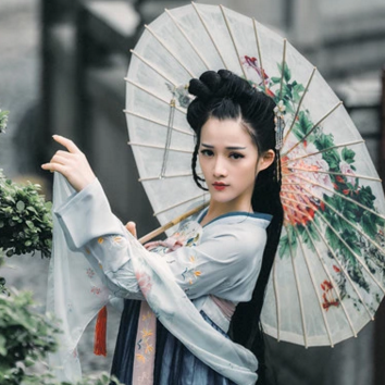 兩組齊胸襦裙?jié)h服女子頭像，唯美古風(fēng)真人頭像