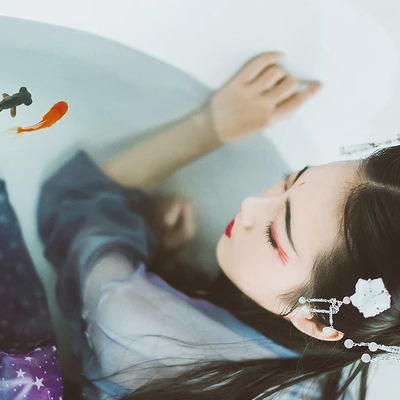 金魚妖艷的女子頭像，唯美古風(fēng)真人頭像