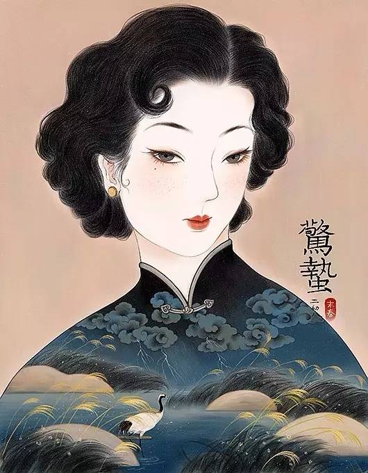 獨(dú)特中國美，最美插畫，膚如凝脂珠圓玉潤民國