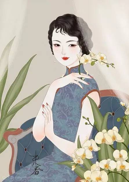 獨(dú)特中國美，最美插畫，膚如凝脂珠圓玉潤民國
