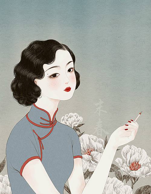 獨(dú)特中國美，最美插畫，膚如凝脂珠圓玉潤民國