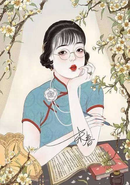 獨(dú)特中國(guó)美，最美插畫，膚如凝脂珠圓玉潤(rùn)民國(guó)