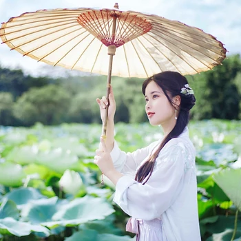 荷塘邊帶傘女生頭像，唯美古風(fēng)真人頭像