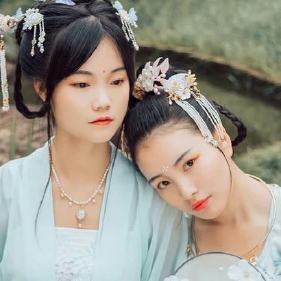 并蒂閨蜜頭像，唯美古風(fēng)真人頭像