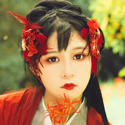 嬌艷彼岸花女生頭像，唯美古風(fēng)真人頭像