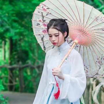 清新嫩綠帶傘女生頭像，唯美古風(fēng)真人頭像