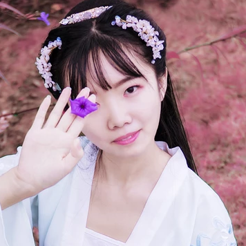 粉紫小清新帶團扇傘頭像，唯美古風真人頭像