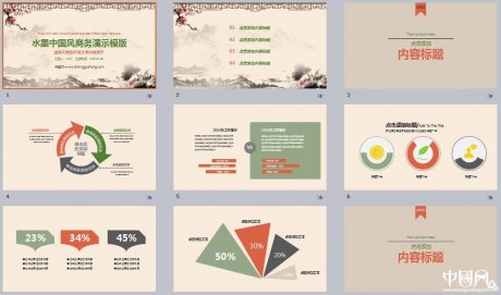 中國風水墨中國風商務(wù)演示PPT模版