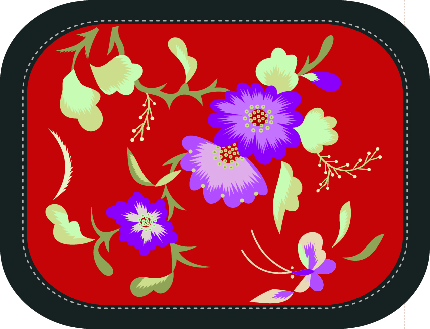 中國(guó)傳統(tǒng)刺繡圖案蝴蝶花卉系列五，矢量素材